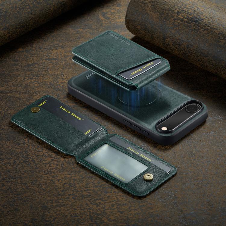 For iPhone Air Fierre Shann Cowhide Vertical Flip Magnetic Card Holder Phone Case(Green) by FIERRE SHANN