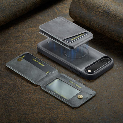 For iPhone Air Fierre Shann Cowhide Vertical Flip Magnetic Card Holder Phone Case(Grey) by FIERRE SHANN
