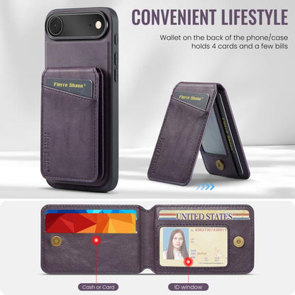 For iPhone Air Fierre Shann Cowhide Vertical Flip Magnetic Card Holder Phone Case(Purple) by FIERRE SHANN