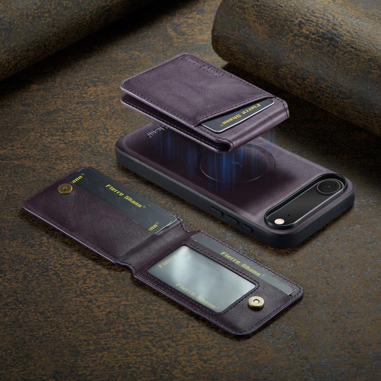For iPhone Air Fierre Shann Cowhide Vertical Flip Magnetic Card Holder Phone Case(Purple) by FIERRE SHANN
