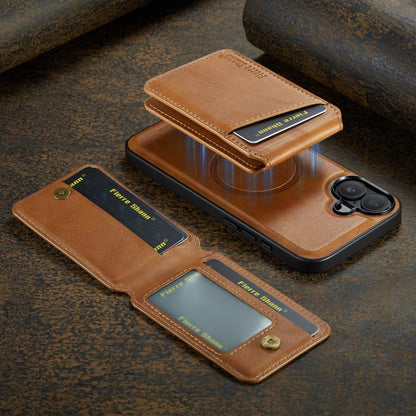 For iPhone 17 Fierre Shann Cowhide Vertical Flip Magnetic Card Holder Phone Case(Brown) by FIERRE SHANN