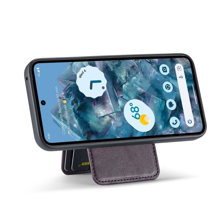 For Google Pixel 9 Pro Fierre Shann Cowhide Vertical Flip Magnetic Card Holder Phone Case(Purple) by FIERRE SHANN