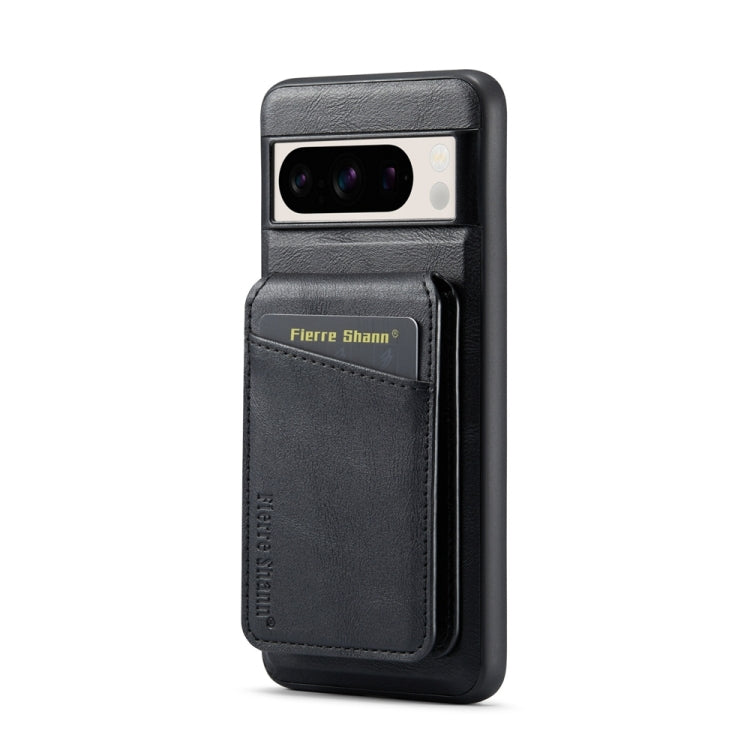 For Google Pixel 8a Fierre Shann Cowhide Vertical Flip Magnetic Card Holder Phone Case(Black) by FIERRE SHANN