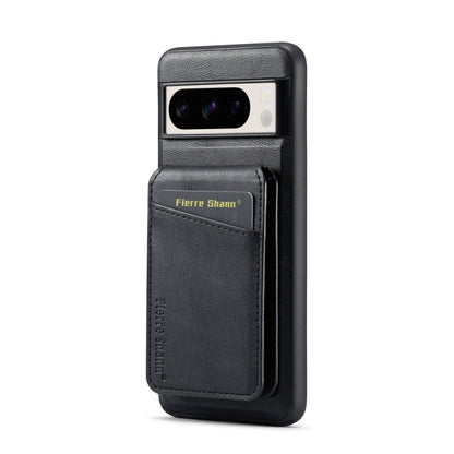 For Google Pixel 7 Fierre Shann Cowhide Vertical Flip Magnetic Card Holder Phone Case(Black) by FIERRE SHANN