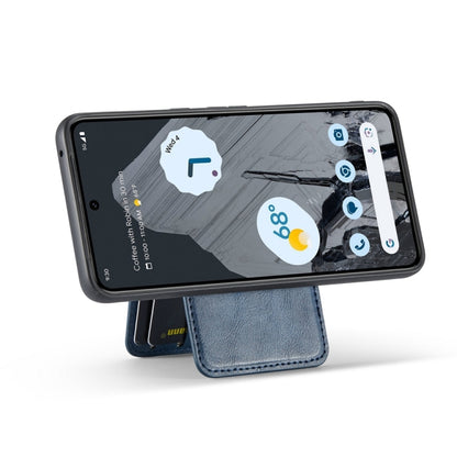 For Google Pixel 7 Fierre Shann Cowhide Vertical Flip Magnetic Card Holder Phone Case(Blue) by FIERRE SHANN