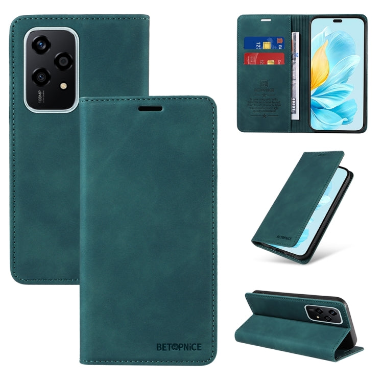 For Honor 200 Lite Global BETOPNICE Suction RFID Anti-theft Leather Phone Case(Green) by BETOPNICE