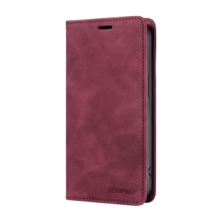 For Honor 200 Lite Global BETOPNICE Suction RFID Anti-theft Leather Phone Case(Wine Red) by BETOPNICE