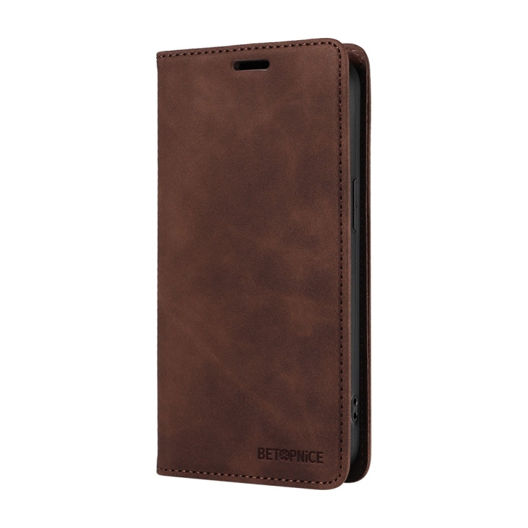 For Honor 200 Lite Global BETOPNICE Suction RFID Anti-theft Leather Phone Case(Brown) by BETOPNICE