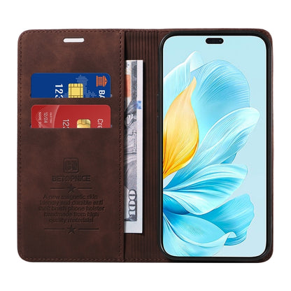 For Honor 200 Lite Global BETOPNICE Suction RFID Anti-theft Leather Phone Case(Brown) by BETOPNICE