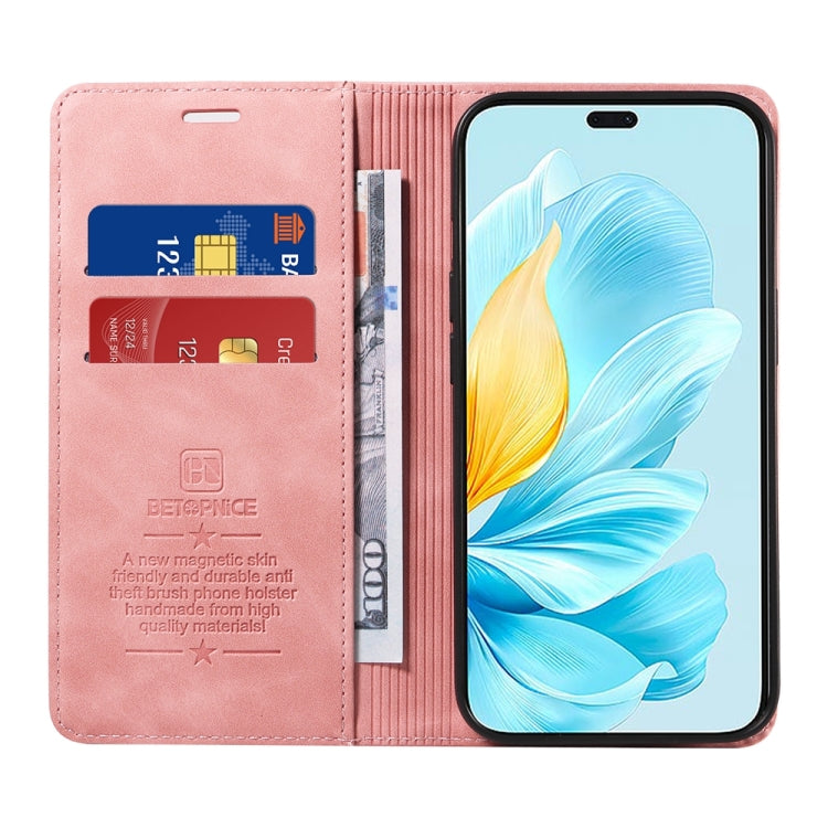 For Honor 200 Lite Global BETOPNICE Suction RFID Anti-theft Leather Phone Case(Pink) by BETOPNICE