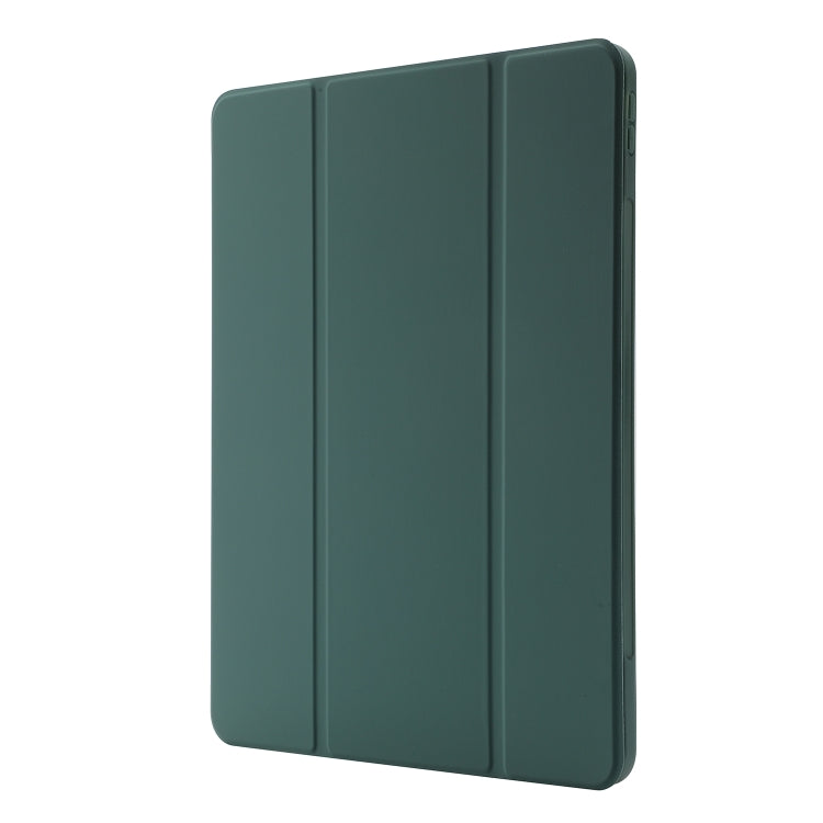For iPad Pro 11 2025 / 2024 Skin Feel Tri-fold Leather Tablet Case with Pen Slot(Dark Green) by bashfashion
