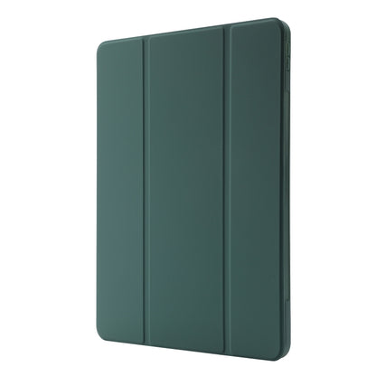 For iPad Pro 11 2025 / 2024 Skin Feel Tri-fold Leather Tablet Case with Pen Slot(Dark Green) by bashfashion