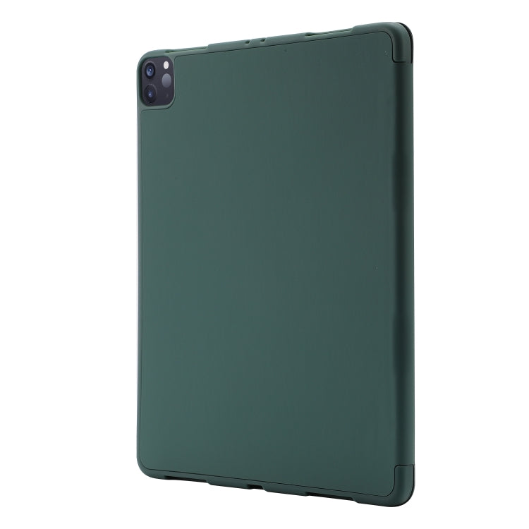For iPad Pro 11 2025 / 2024 Skin Feel Tri-fold Leather Tablet Case with Pen Slot(Dark Green) by bashfashion