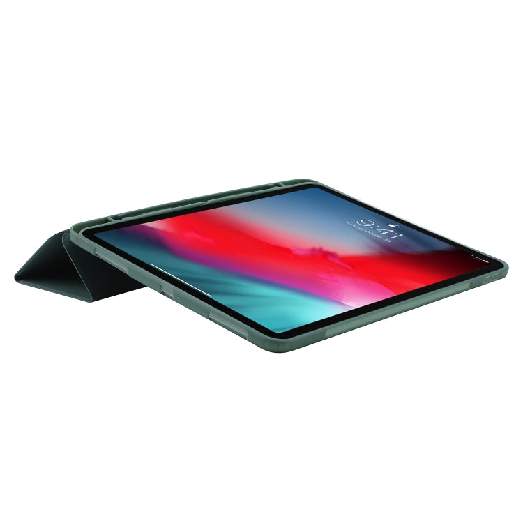 For iPad Pro 11 2025 / 2024 Skin Feel Tri-fold Leather Tablet Case with Pen Slot(Dark Green) by bashfashion