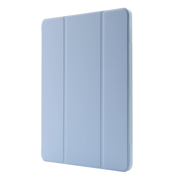For iPad Air 11 2025 / 2024 Skin Feel Tri-fold Leather Tablet Case with Pen Slot(Light Blue) by bashfashion