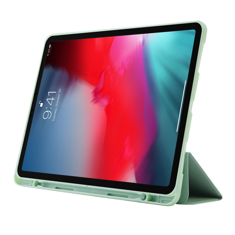 For iPad Air 13 2025 / 2024 Skin Feel Tri-fold Leather Tablet Case with Pen Slot(Matcha Green) by bashfashion
