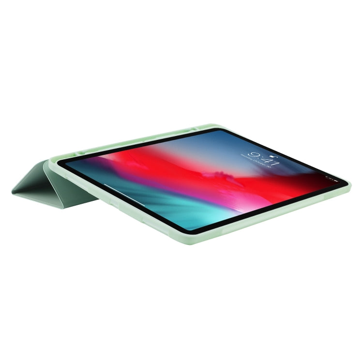 For iPad Air 13 2025 / 2024 Skin Feel Tri-fold Leather Tablet Case with Pen Slot(Matcha Green) by bashfashion