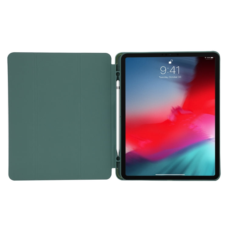 For iPad Air 13 2025 / 2024 Skin Feel Tri-fold Leather Tablet Case with Pen Slot(Matcha Green) by bashfashion