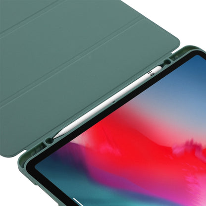 For iPad Pro 11 2025 / 2024 Skin Feel Tri-fold Leather Tablet Case with Pen Slot(Dark Green) by bashfashion