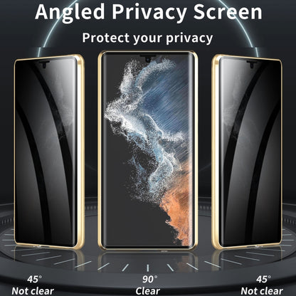 For Samsung Galaxy S24 Ultra 5G MagSafe Magnetic Privacy Frosted Tempered Glass Holder Phone Case(Gold) by bashfashion