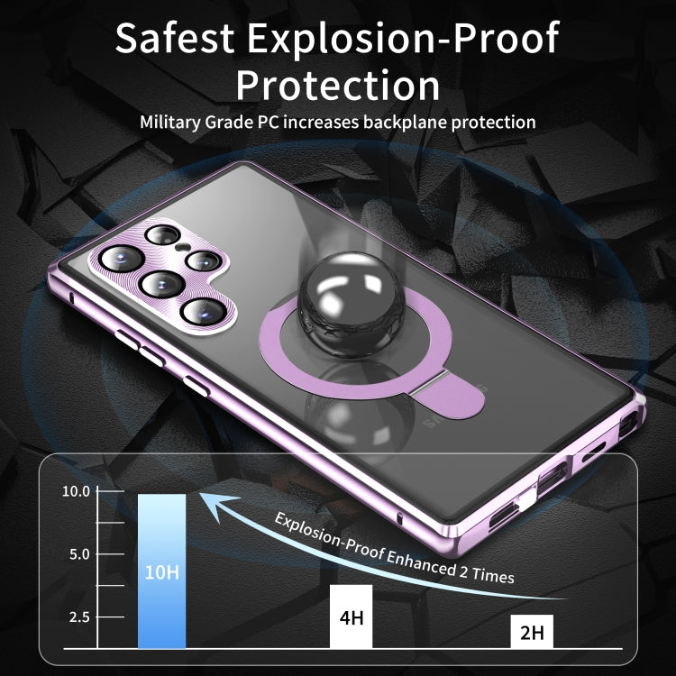 For Samsung Galaxy S24 Ultra 5G MagSafe Magnetic Privacy Frosted Tempered Glass Holder Phone Case(Purple) by bashfashion