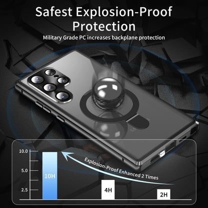 For Samsung Galaxy S23 Ultra 5G MagSafe Magnetic Privacy Frosted Tempered Glass Holder Phone Case(Black) by bashfashion