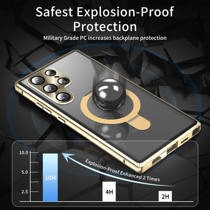 For Samsung Galaxy S23 Ultra 5G MagSafe Magnetic Privacy Frosted Tempered Glass Holder Phone Case(Gold) by bashfashion