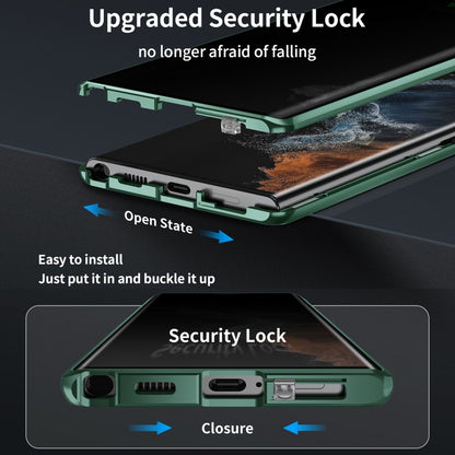 For Samsung Galaxy S23 Ultra 5G MagSafe Magnetic Privacy Frosted Tempered Glass Holder Phone Case(Green) by bashfashion