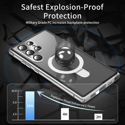 For Samsung Galaxy S23 Ultra 5G MagSafe Magnetic Privacy Frosted Tempered Glass Holder Phone Case(Silver) by bashfashion