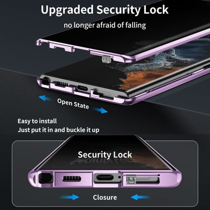 For Samsung Galaxy S23 Ultra 5G MagSafe Magnetic Privacy Frosted Tempered Glass Holder Phone Case(Purple) by bashfashion