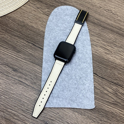 For Apple Watch Series 10 46mm Trapezoid Fold Magnetic Buckle Silicone PU Watch Band(Beige Gold) by bashfashion