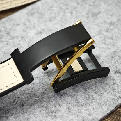 For Apple Watch Series 6 40mm Trapezoid Fold Magnetic Buckle Silicone PU Watch Band(Brown) by bashfashion