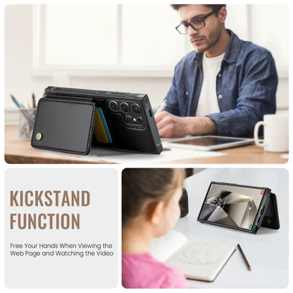 For Samsung Galaxy S24 Ultra 5G JEEHOOD J05 Business Magnetic Style RFID Leather Phone Case(Black) by JEEHOOD