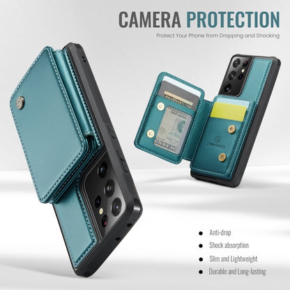 For Samsung Galaxy S21 Ultra 5G JEEHOOD J05 Business Magnetic Style RFID Leather Phone Case(Blue Green) by JEEHOOD