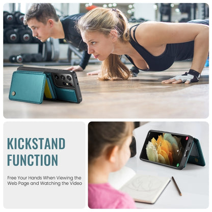 For Samsung Galaxy S21 Ultra 5G JEEHOOD J05 Business Magnetic Style RFID Leather Phone Case(Blue Green) by JEEHOOD