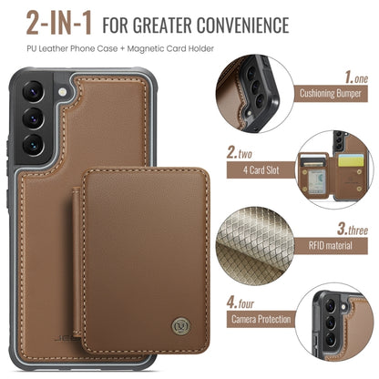 For Samsung Galaxy S22 5G JEEHOOD J05 Business Magnetic Style RFID Leather Phone Case(Brown) by JEEHOOD