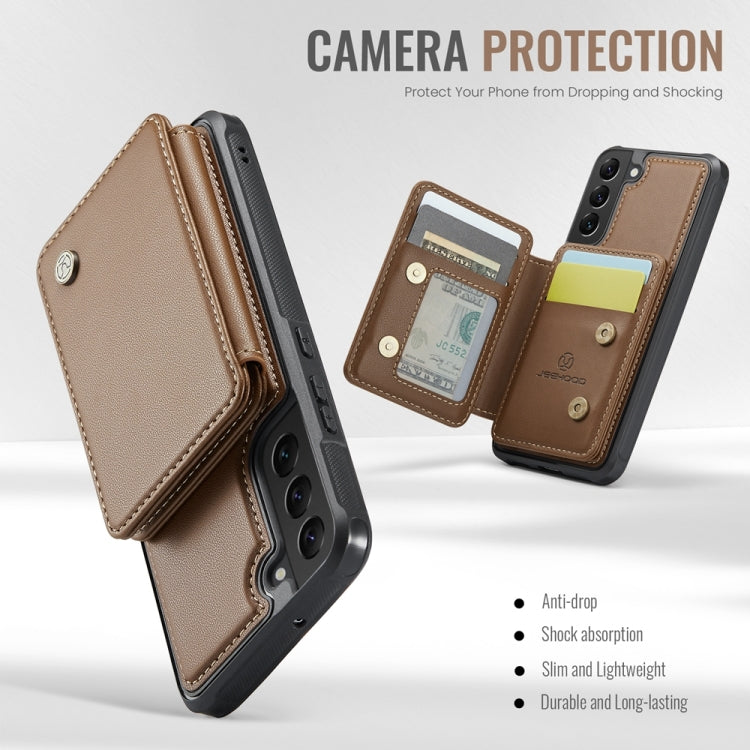 For Samsung Galaxy S22 5G JEEHOOD J05 Business Magnetic Style RFID Leather Phone Case(Brown) by JEEHOOD