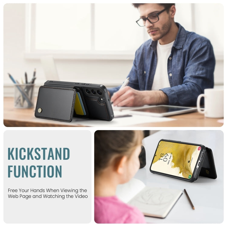 For Samsung Galaxy S22+ 5G JEEHOOD J05 Business Magnetic Style RFID Leather Phone Case(Black) by JEEHOOD