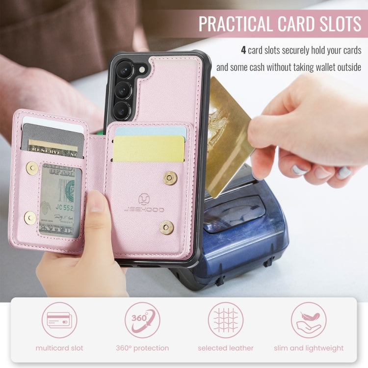 For Samsung Galaxy S23+ 5G JEEHOOD J05 Business Magnetic Style RFID Leather Phone Case(Pink) by JEEHOOD