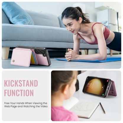 For Samsung Galaxy S23+ 5G JEEHOOD J05 Business Magnetic Style RFID Leather Phone Case(Pink) by JEEHOOD