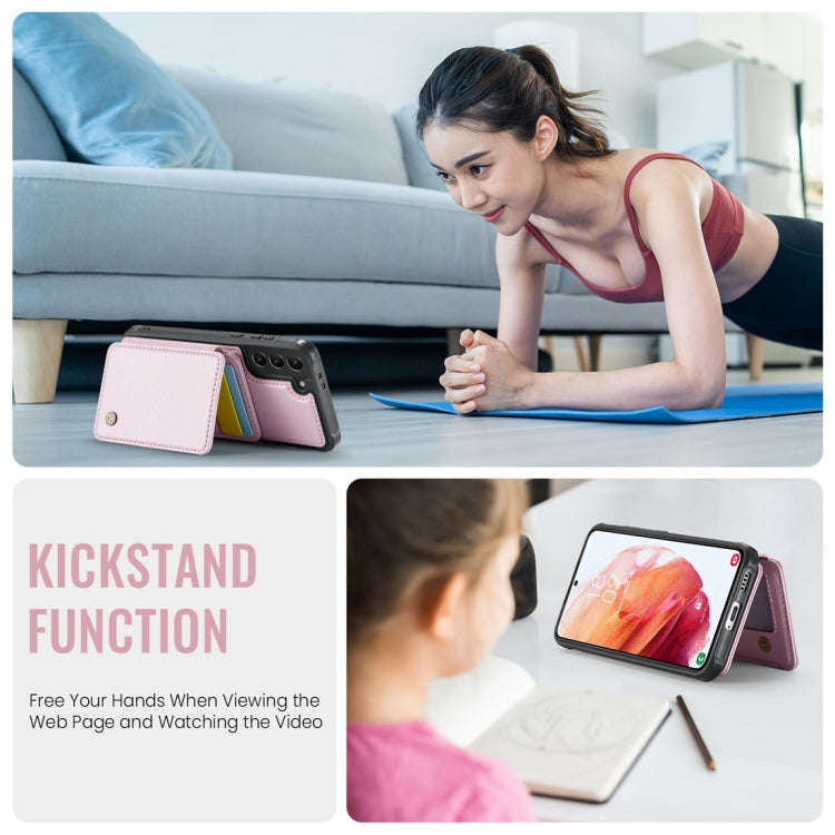 For Samsung Galaxy S21 5G JEEHOOD J05 Business Magnetic Style RFID Leather Phone Case(Pink) by JEEHOOD