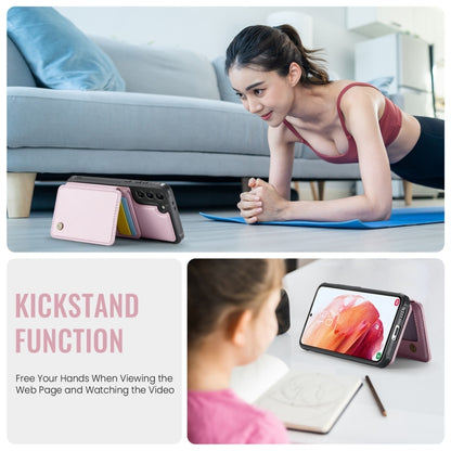 For Samsung Galaxy S21 5G JEEHOOD J05 Business Magnetic Style RFID Leather Phone Case(Pink) by JEEHOOD