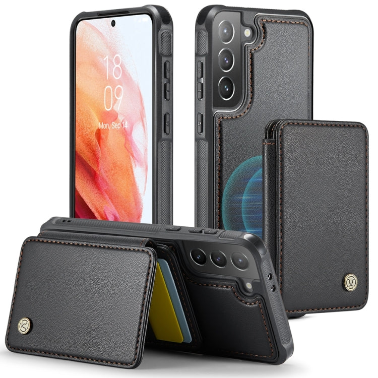 For Samsung Galaxy S21+ 5G JEEHOOD J05 Business Magnetic Style RFID Leather Phone Case(Black) by JEEHOOD