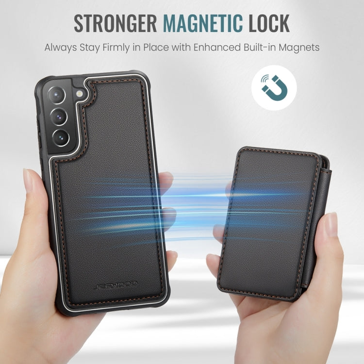 For Samsung Galaxy S21+ 5G JEEHOOD J05 Business Magnetic Style RFID Leather Phone Case(Black) by JEEHOOD