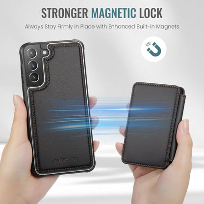 For Samsung Galaxy S21+ 5G JEEHOOD J05 Business Magnetic Style RFID Leather Phone Case(Black) by JEEHOOD