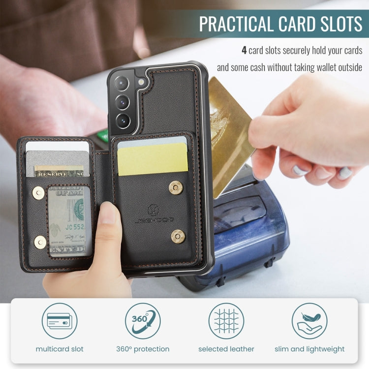 For Samsung Galaxy S21+ 5G JEEHOOD J05 Business Magnetic Style RFID Leather Phone Case(Black) by JEEHOOD