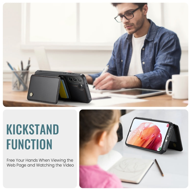 For Samsung Galaxy S21+ 5G JEEHOOD J05 Business Magnetic Style RFID Leather Phone Case(Black) by JEEHOOD