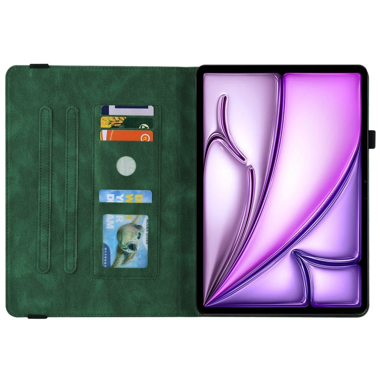 For iPad Air 11 2025 / 2024 Butterfly Flower Embossed Leather Tablet Case(Green) by bashfashion