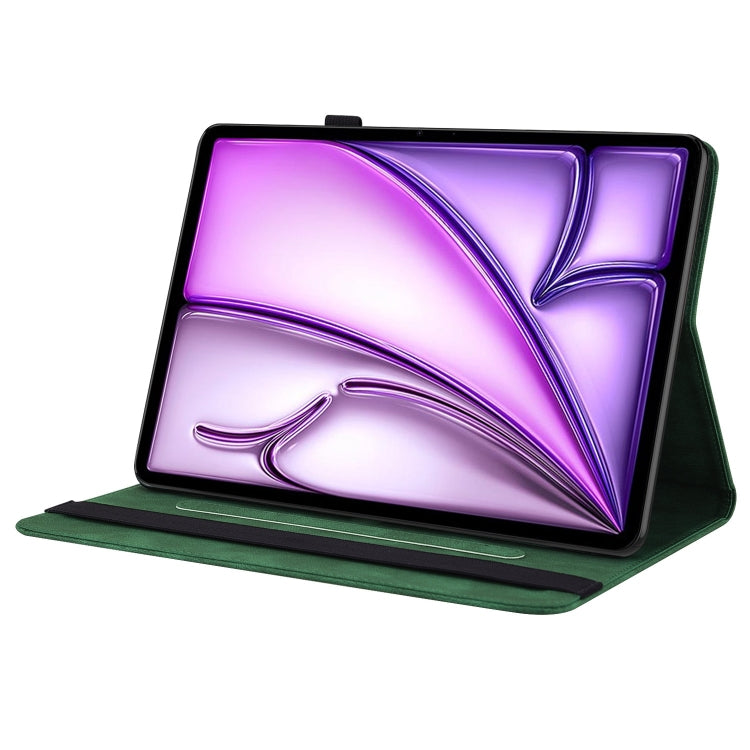 For iPad Air 11 2025 / 2024 Butterfly Flower Embossed Leather Tablet Case(Green) by bashfashion
