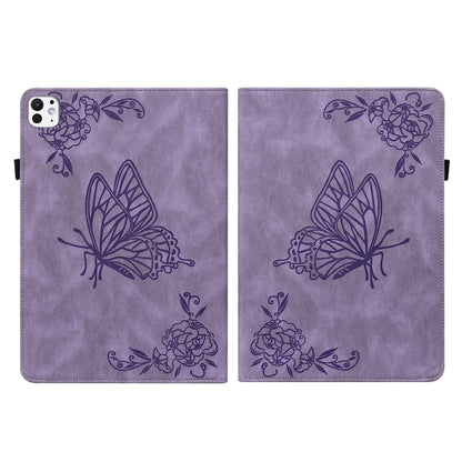 For iPad Pro 11 2025 / 2024 Butterfly Flower Embossed Leather Tablet Case(Purple) by bashfashion